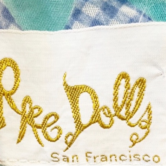 Vintage Rag Dolls-70’s- bright floral print , sleeveless dress- smocked bodice - Picture 4 of 9